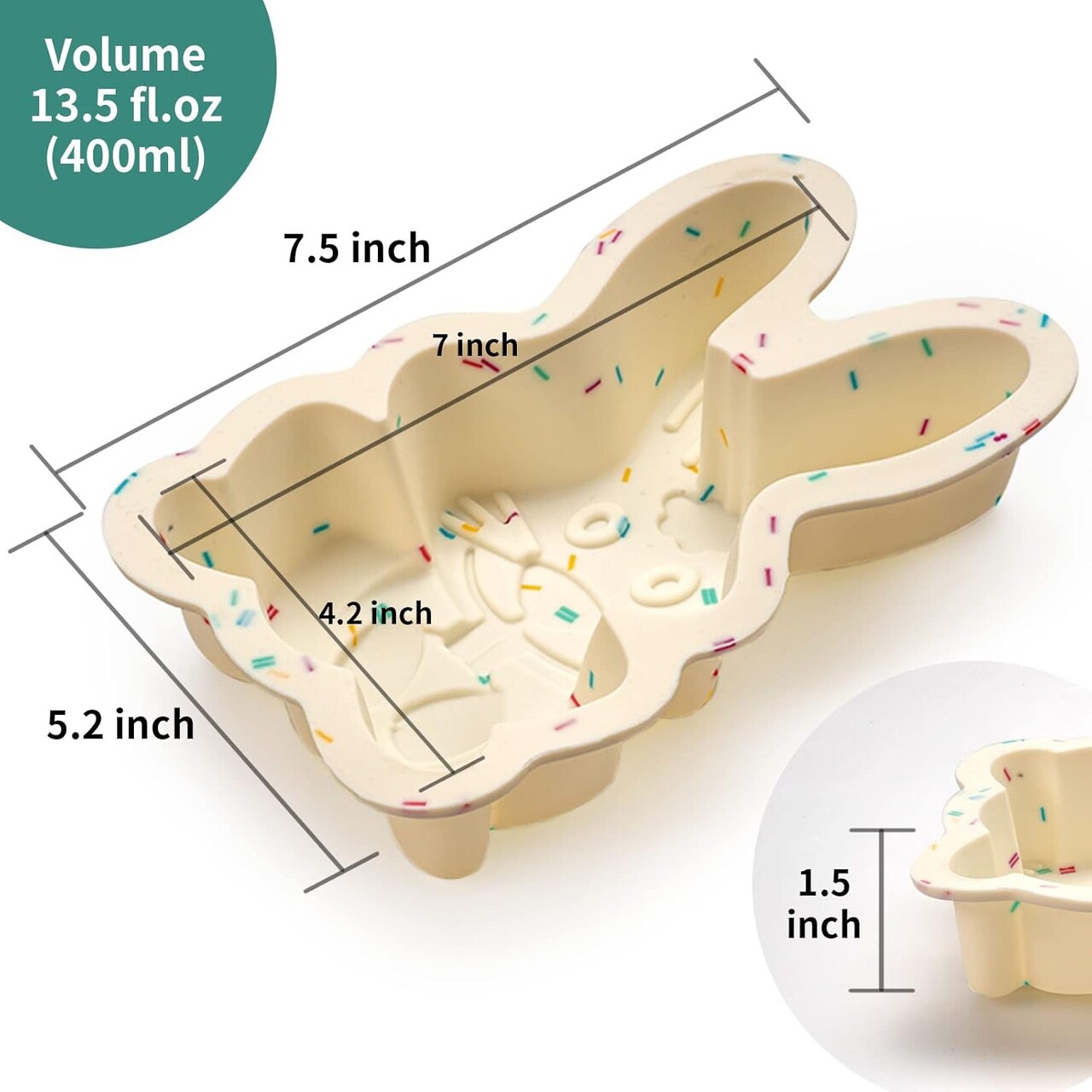 Easter Bunny Molds 2 Pack Bunny Cake Pan Rabbit Cake Mold Silicone Cute Cake Molds Jumbo Bunny Breakable Chocolate Gummy Mold for Baking Easter Day Party Cake Dessert Giant Gummy